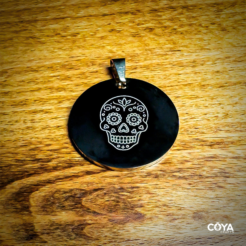 Skull Pet ID Tag – Custom Engraved Stainless-Steel