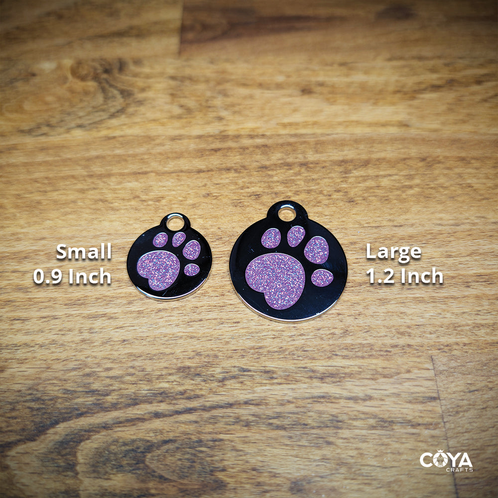 Cute Paw Print – Custom Engraved Enamel Pet ID Tag