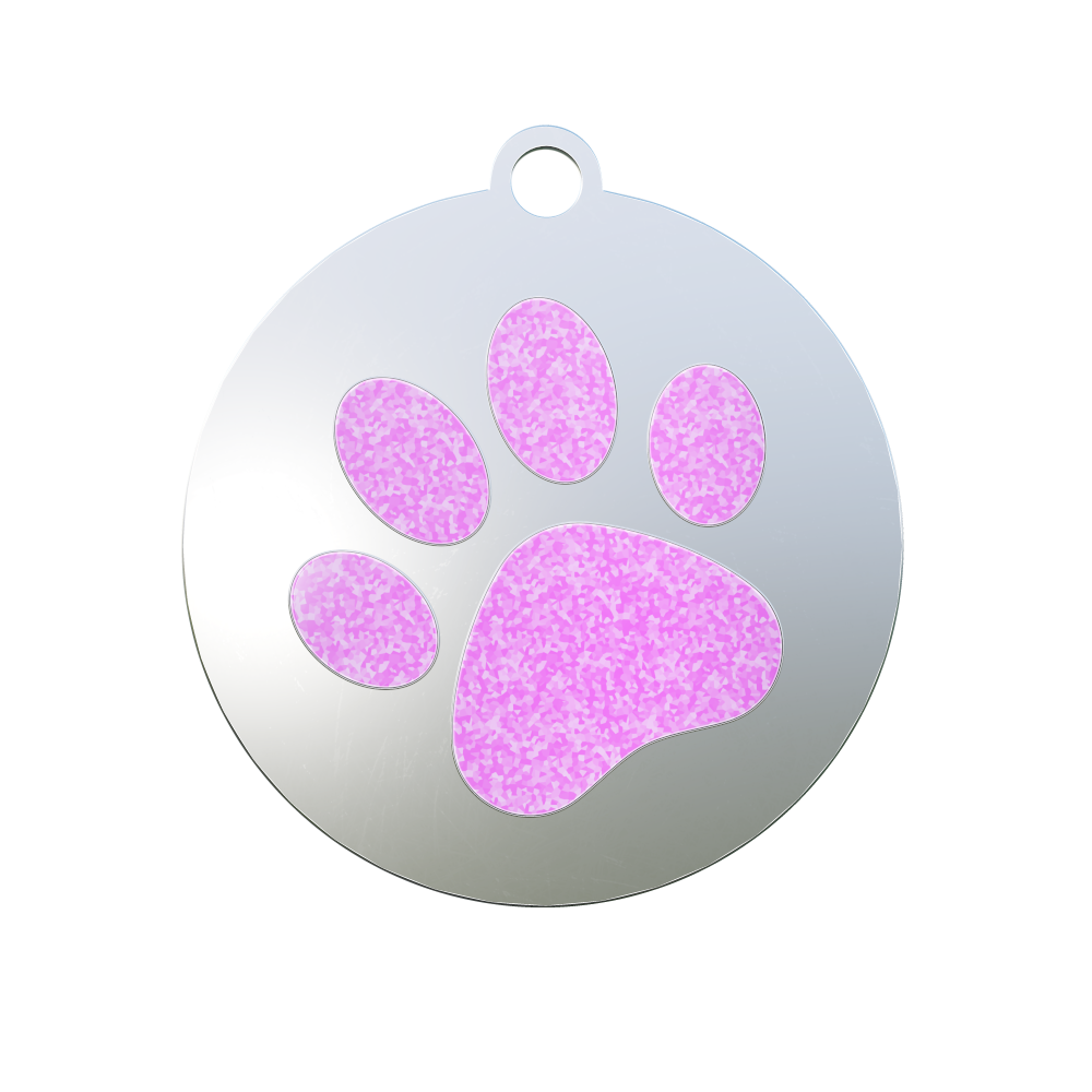 Cute Paw Print – Custom Engraved Enamel Pet ID Tag