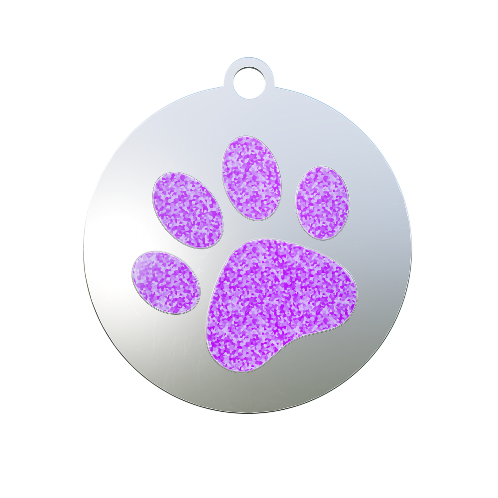 Cute Paw Print – Custom Engraved Enamel Pet ID Tag