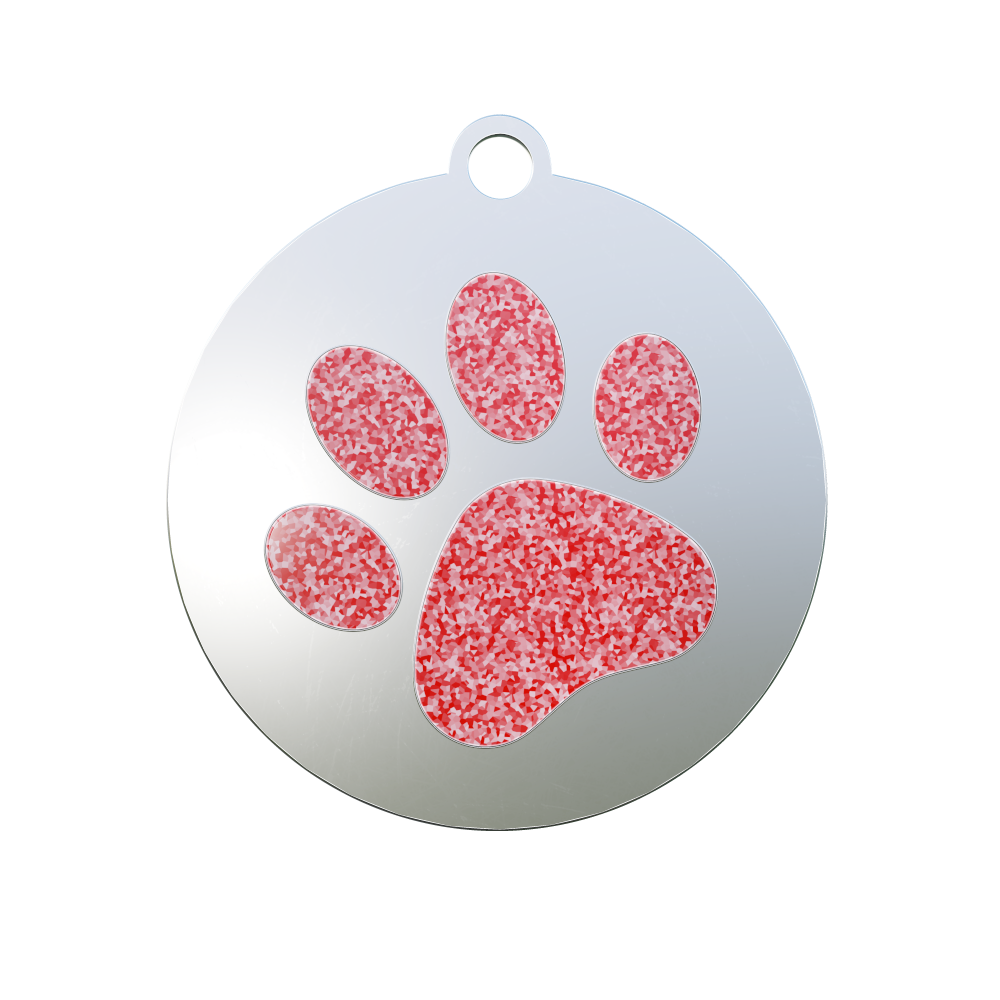 Cute Paw Print – Custom Engraved Enamel Pet ID Tag